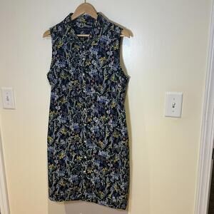 Tommy Hilfiger Floral Midi Dress - Black, Yellow, Green, Purple